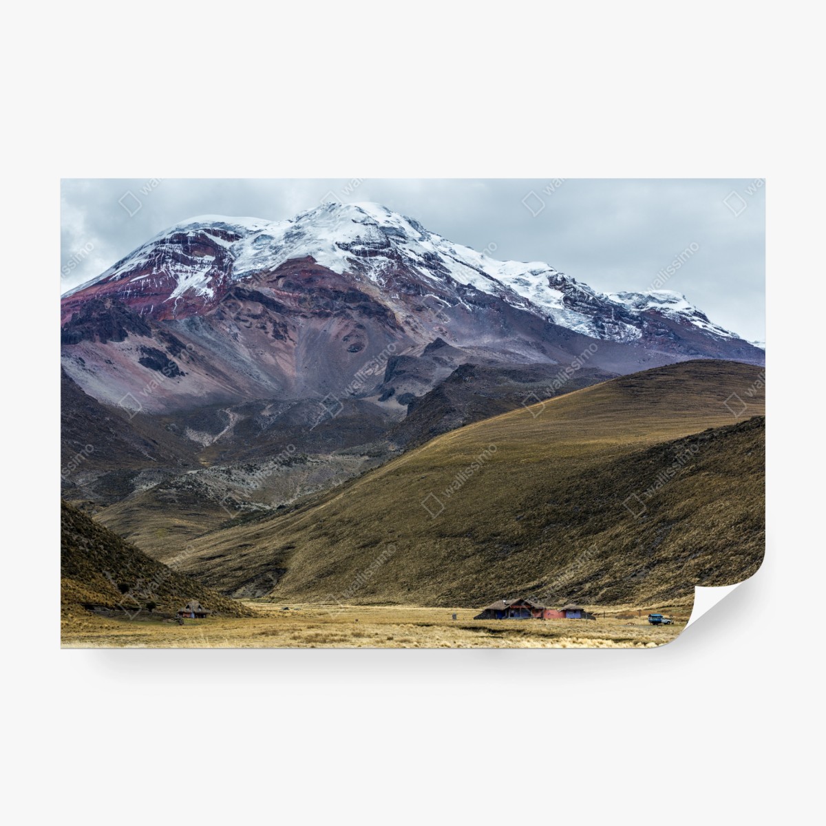 Fototapete majestätisches schneebedecktes bergtal – Wallnifity® Fototapete majestätisches schneebedecktes bergtal – Wallnifity®