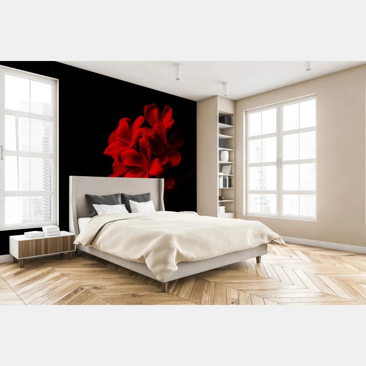 Fototapete rote plumeria auf schwarzem hintergrund – Wallnifity® Fototapete rote plumeria auf schwarzem hintergrund – Wallnifity®