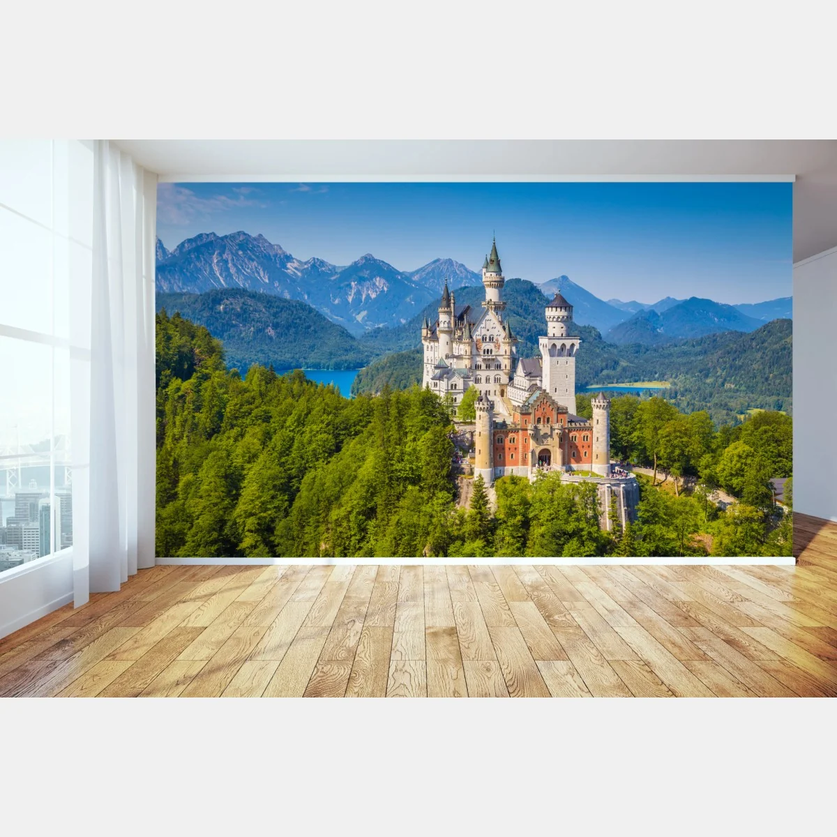 Fototapete schloss Neuschwanstein in alpiner landschaft – Wallnifity® Fototapete schloss Neuschwanstein in alpiner landschaft – Wallnifity®