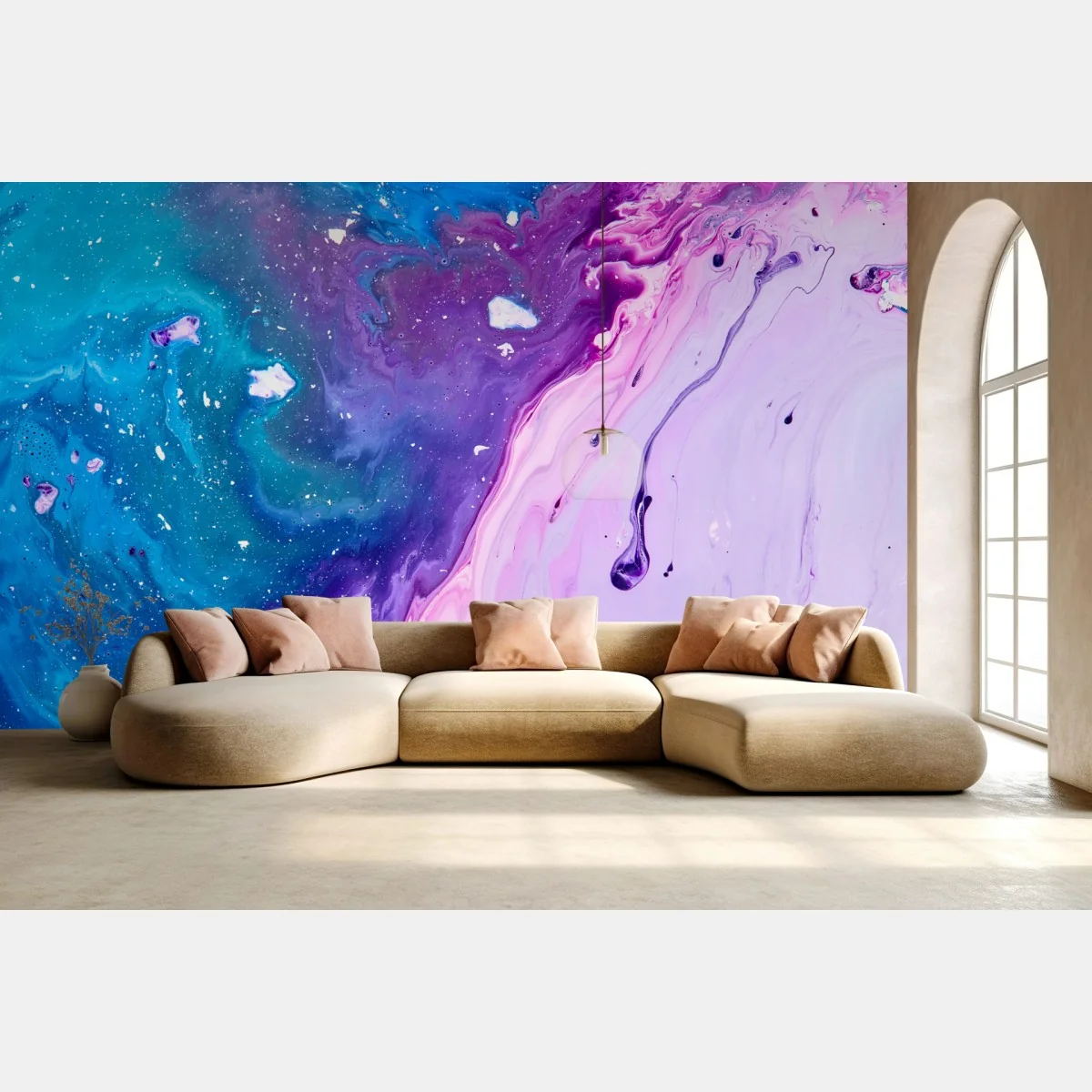 Fototapete lebendige blau-violette abstrakte acrylmalerei – Wallnifity®