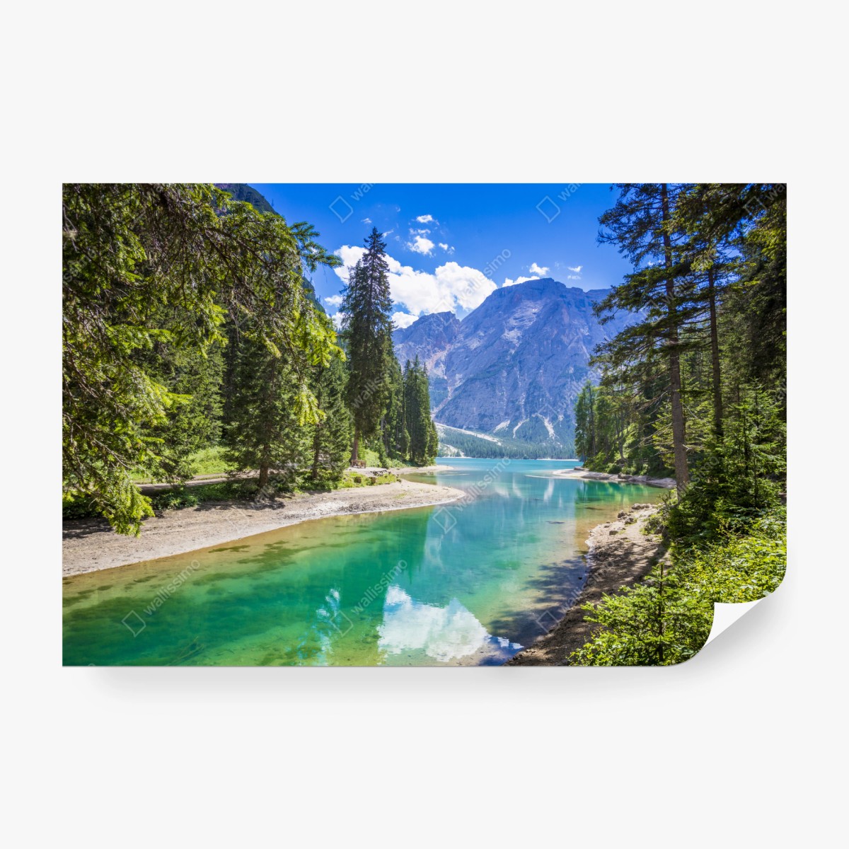 Fototapete Pragser Wildsee türkisblauer bergsee – Wallnifity® Fototapete Pragser Wildsee türkisblauer bergsee – Wallnifity®