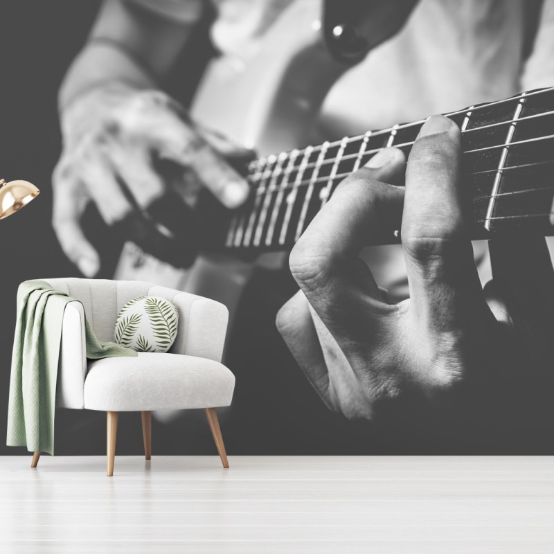 Fototapete monochrome gitarre nahaufnahme