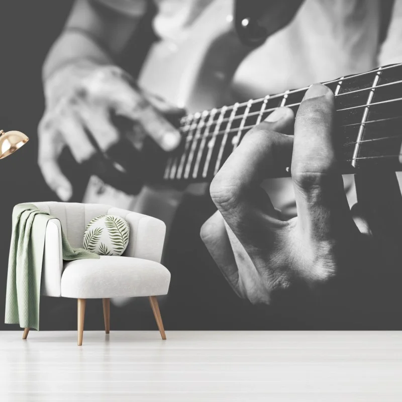 Fototapete monochrome gitarre nahaufnahme