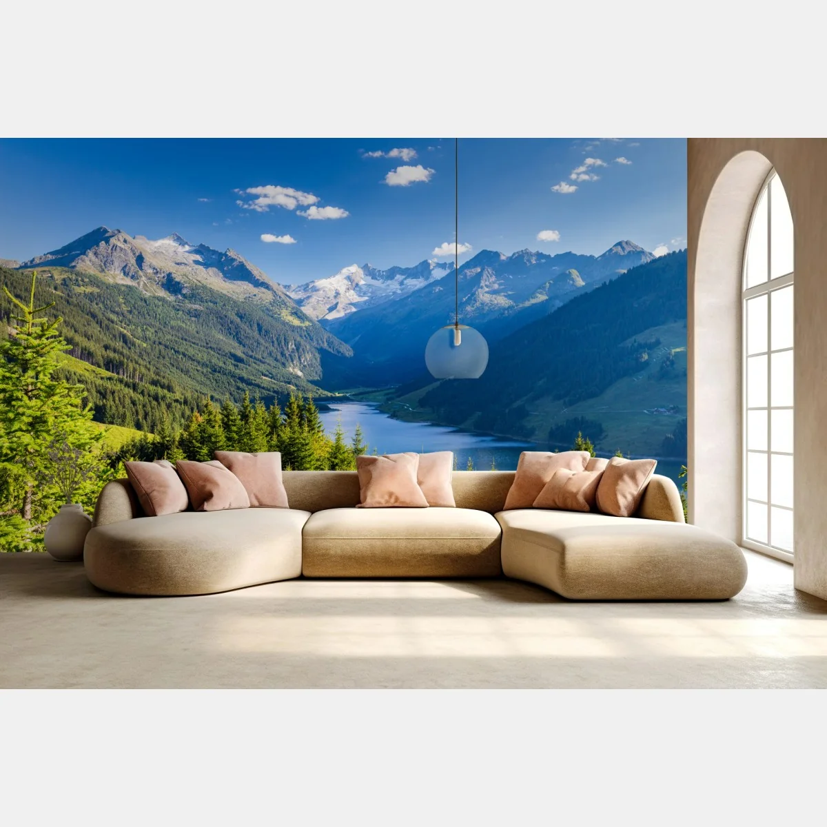 Fototapete ruhiges tal mit alpensee – Wallnifity® Fototapete ruhiges tal mit alpensee – Wallnifity®