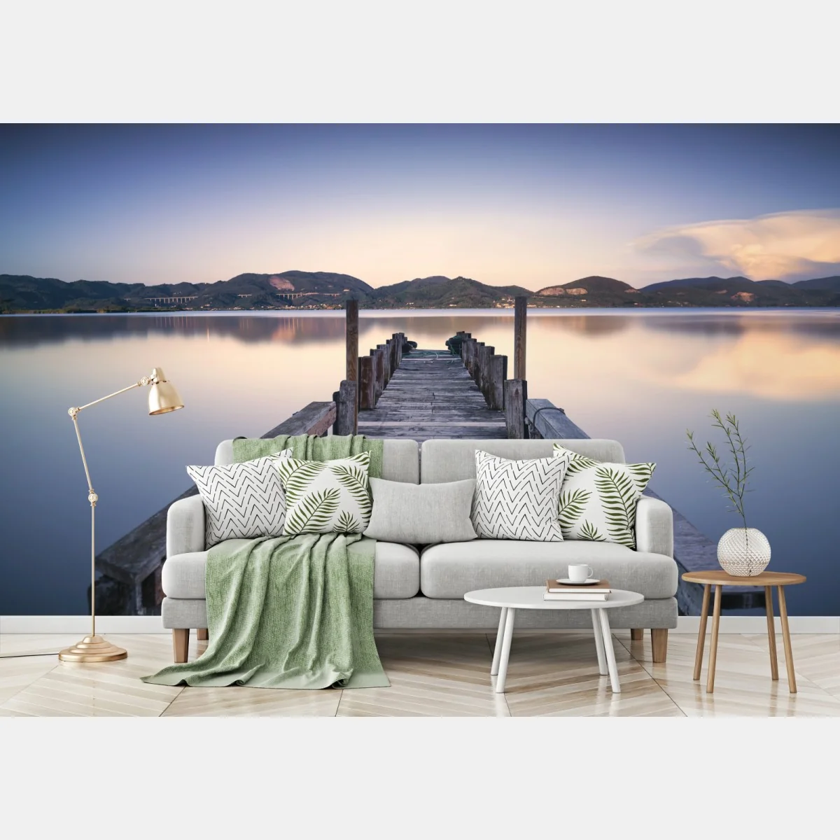 Fototapete hölzerner steg bei Versilia Massaciuccoli, Toskana – Wallnifity®