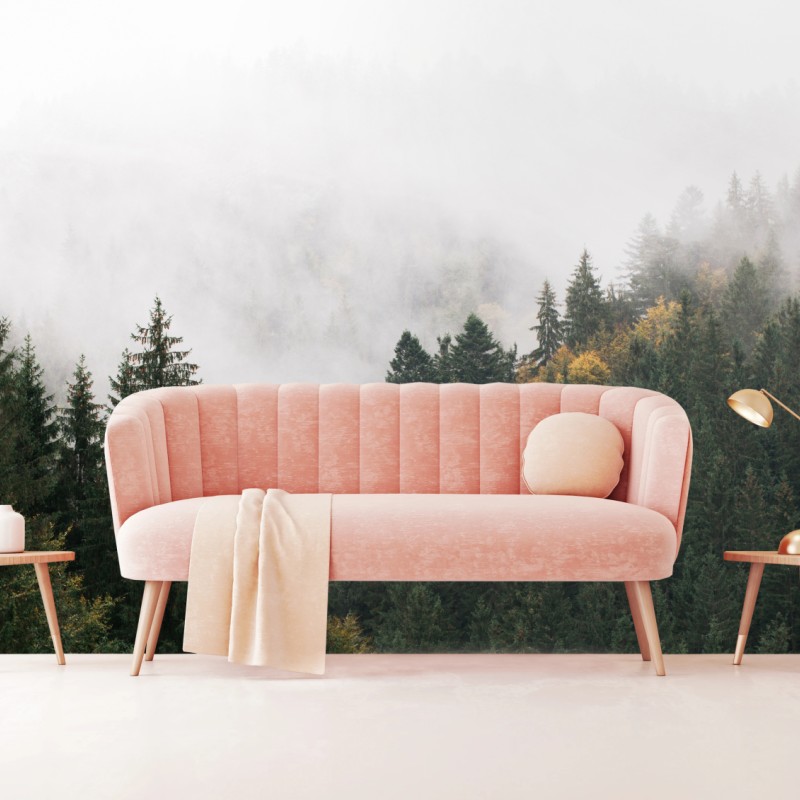 Fototapete nebliger bergwald im dunst – Wallnifity® Fototapete nebliger bergwald im dunst – Wallnifity®