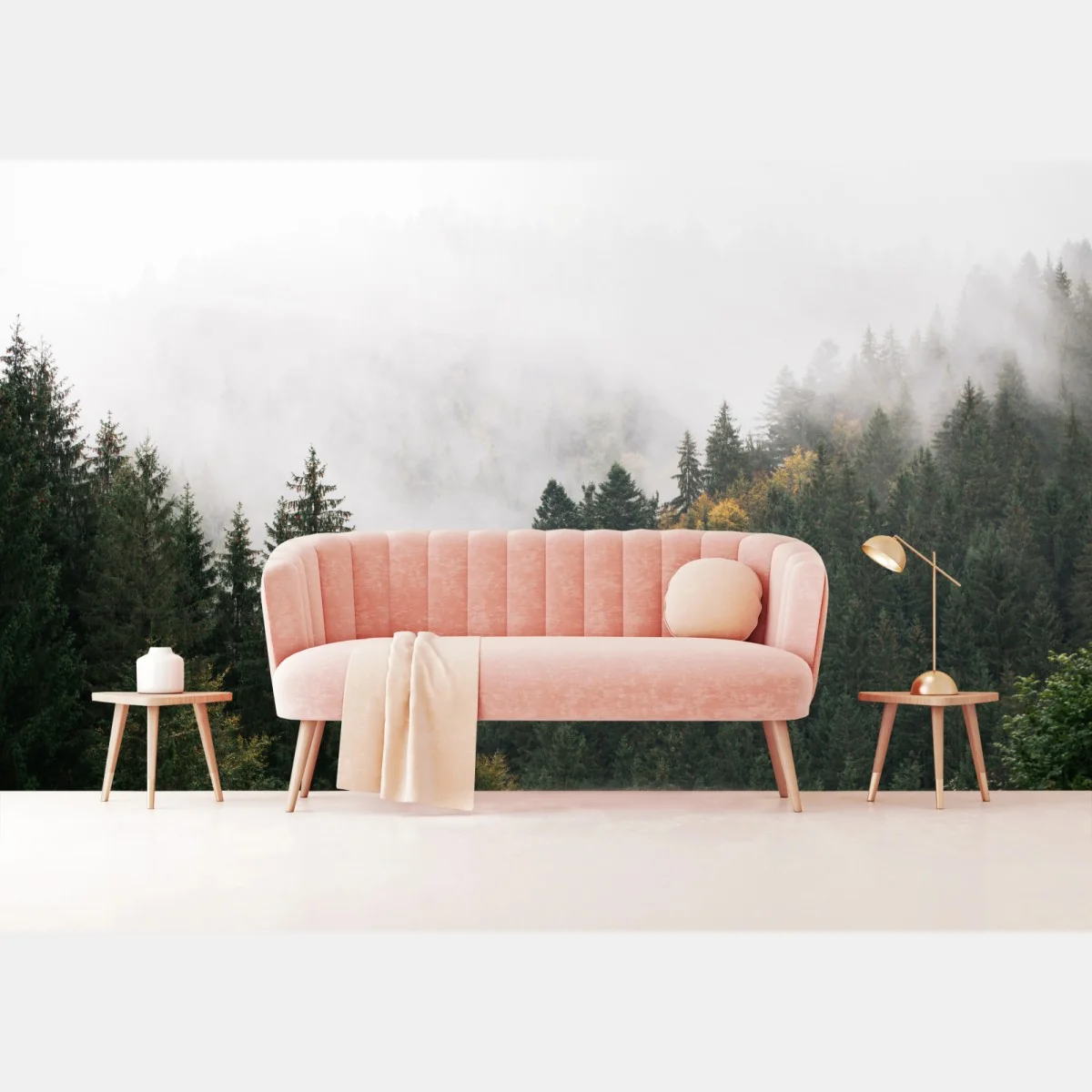 Fototapete nebliger bergwald im dunst – Wallnifity® Fototapete nebliger bergwald im dunst – Wallnifity®