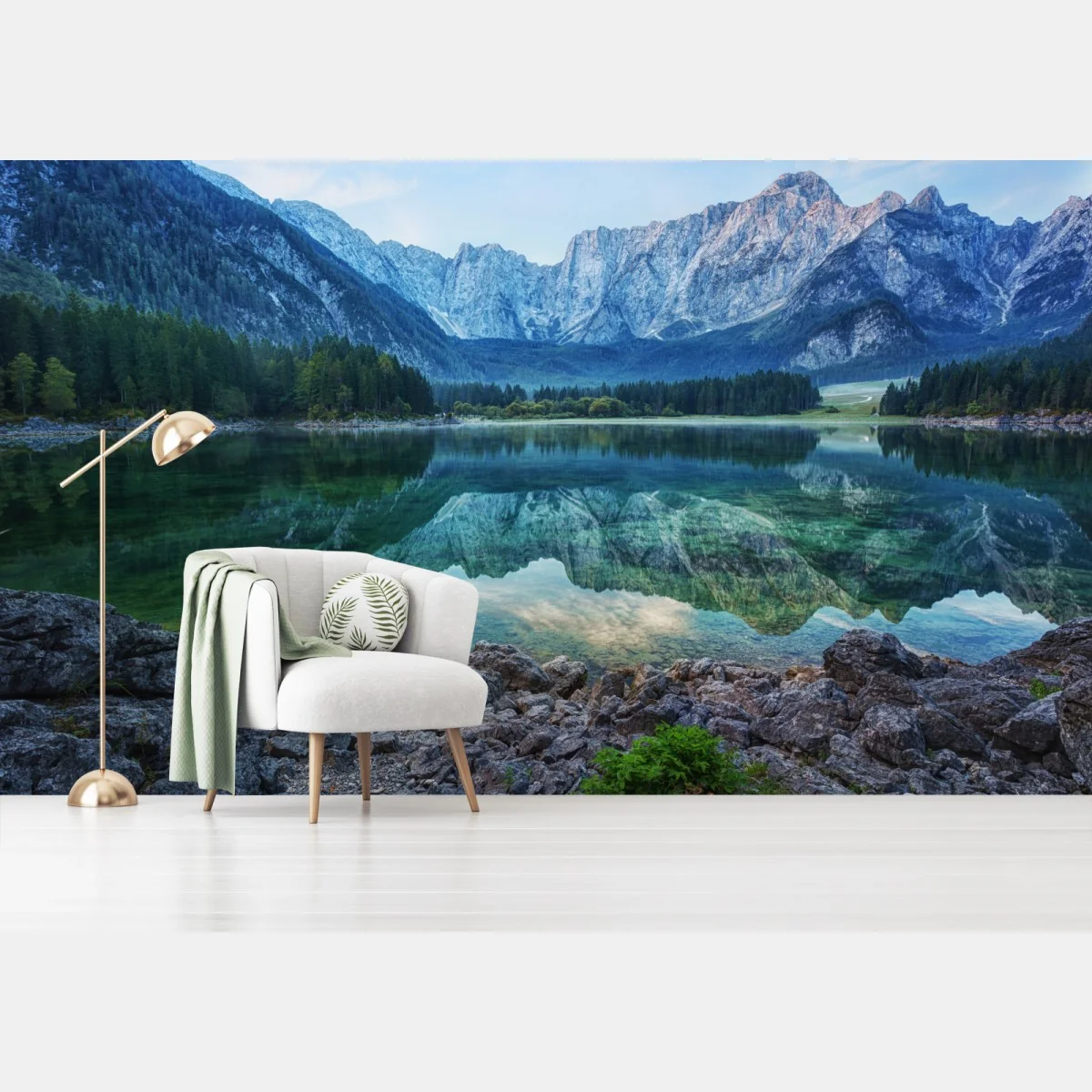 Fototapete früher morgen am See Fusine, Julische Alpen – Wallnifity® Fototapete früher morgen am See Fusine, Julische Alpen – Wallnifity®