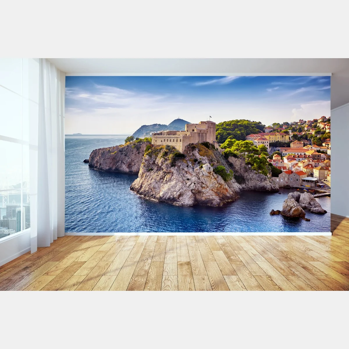 Fototapete Dubrovnik küstenfestung auf felsigen klippen – Wallnifity® Fototapete Dubrovnik küstenfestung auf felsigen klippen – Wallnifity®