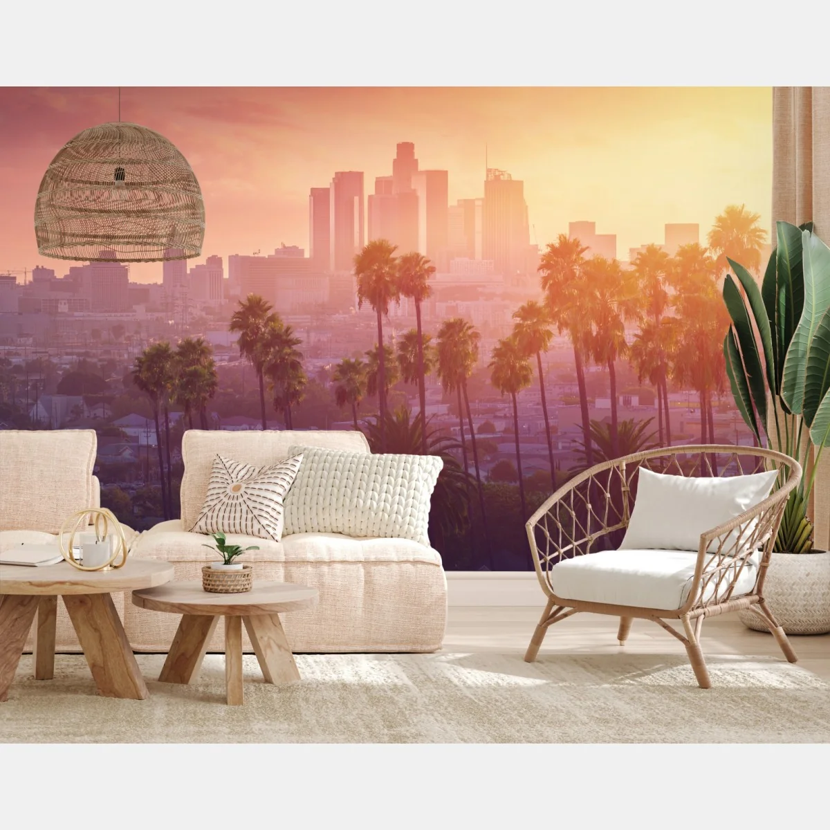 Fototapete Los Angeles goldener sonnenuntergang über der skyline – Wallnifity®