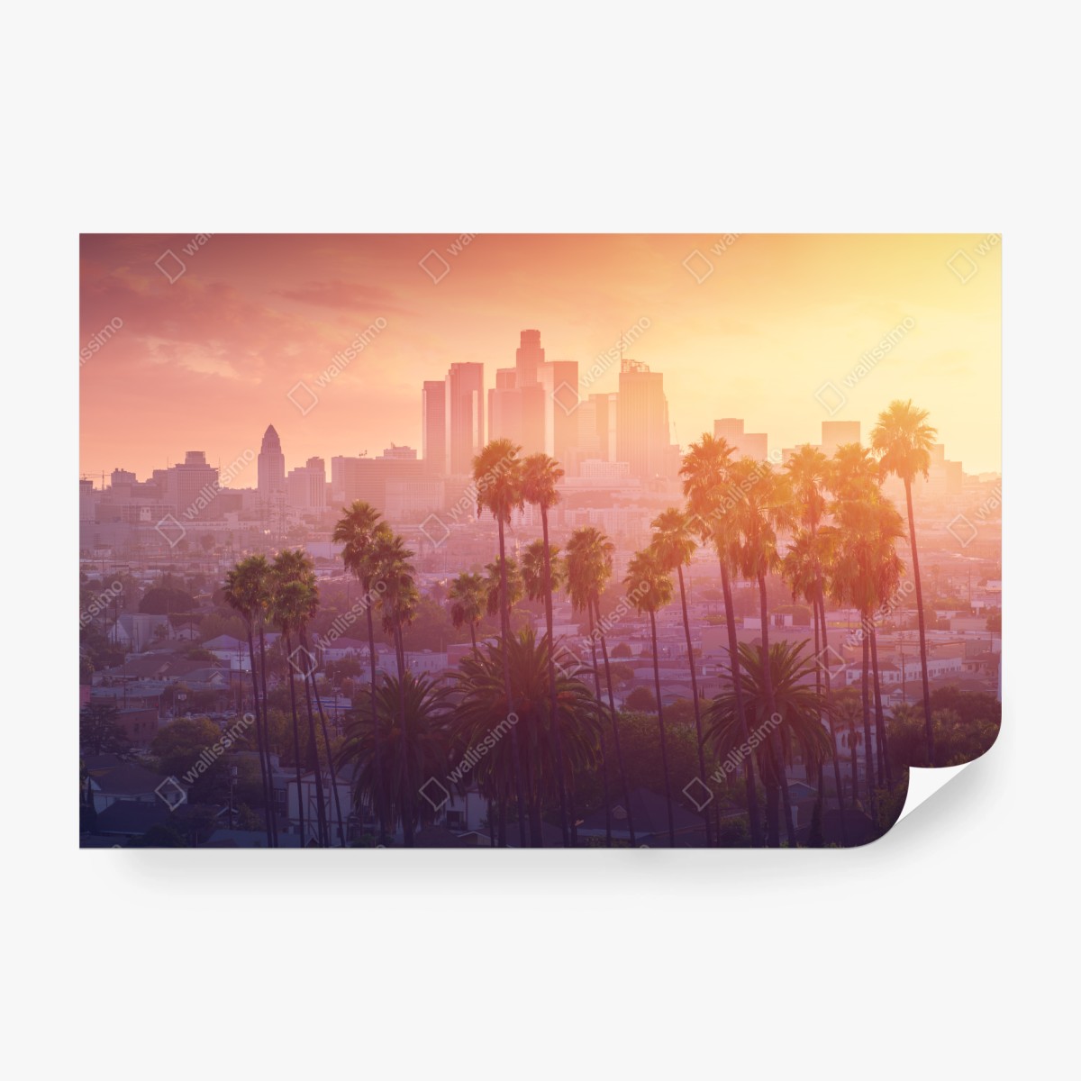 Fototapete Los Angeles goldener sonnenuntergang über der skyline – Wallnifity®