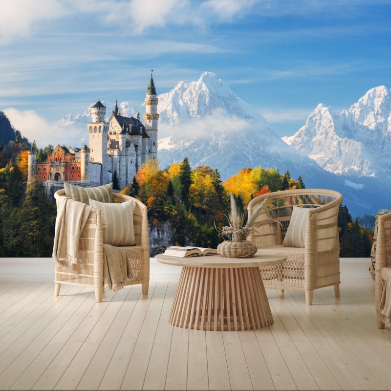 Fototapete märchenschloss in den Alpen