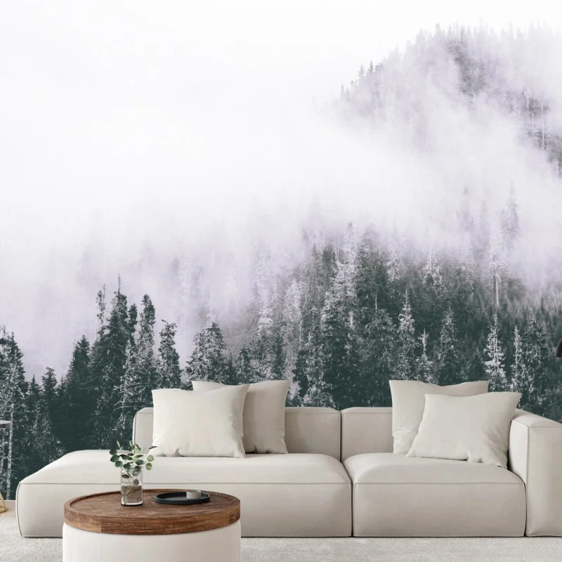 Fototapete nebliger immergrüner wald – Wallnifity® Fototapete nebliger immergrüner wald – Wallnifity®