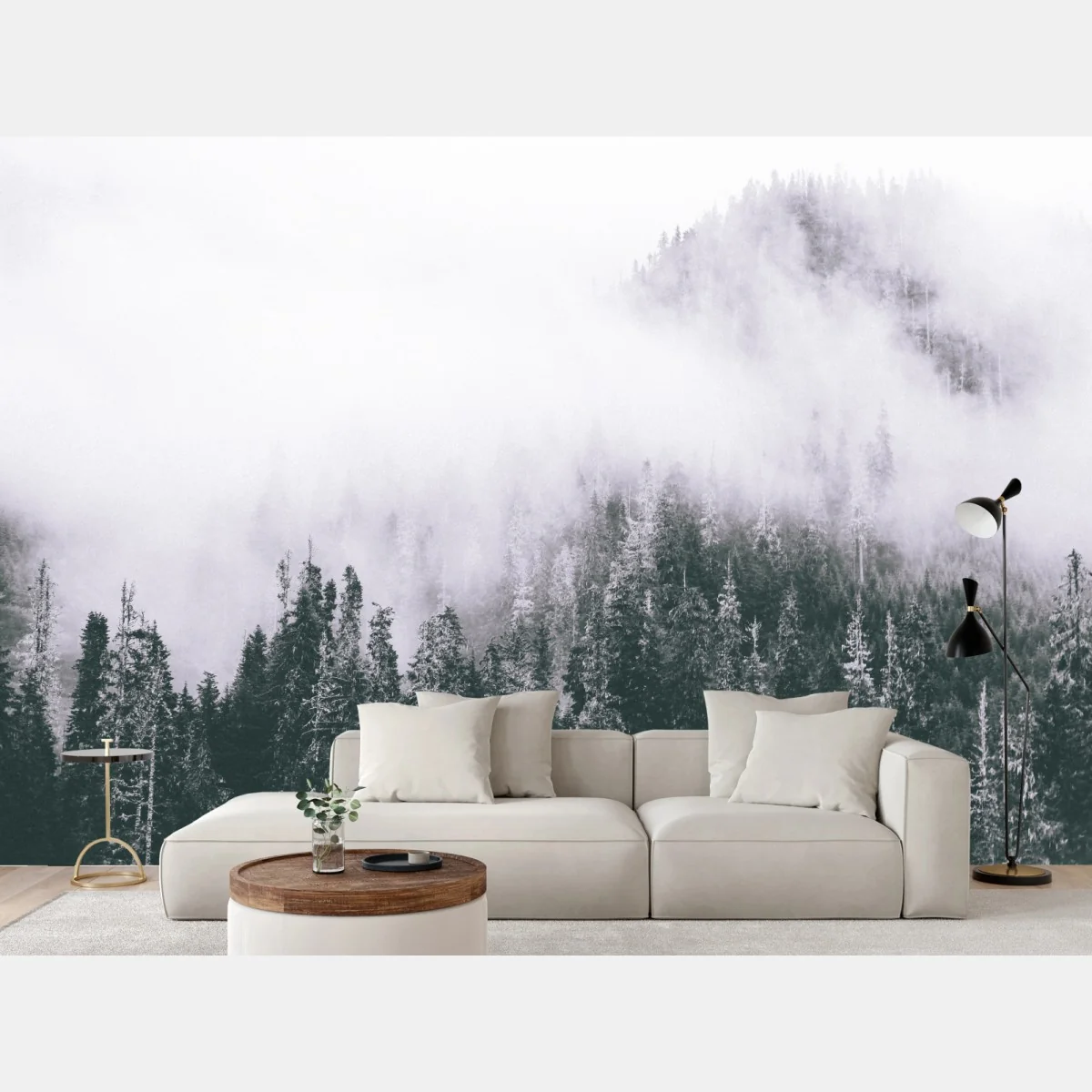 Fototapete nebliger immergrüner wald – Wallnifity® Fototapete nebliger immergrüner wald – Wallnifity®
