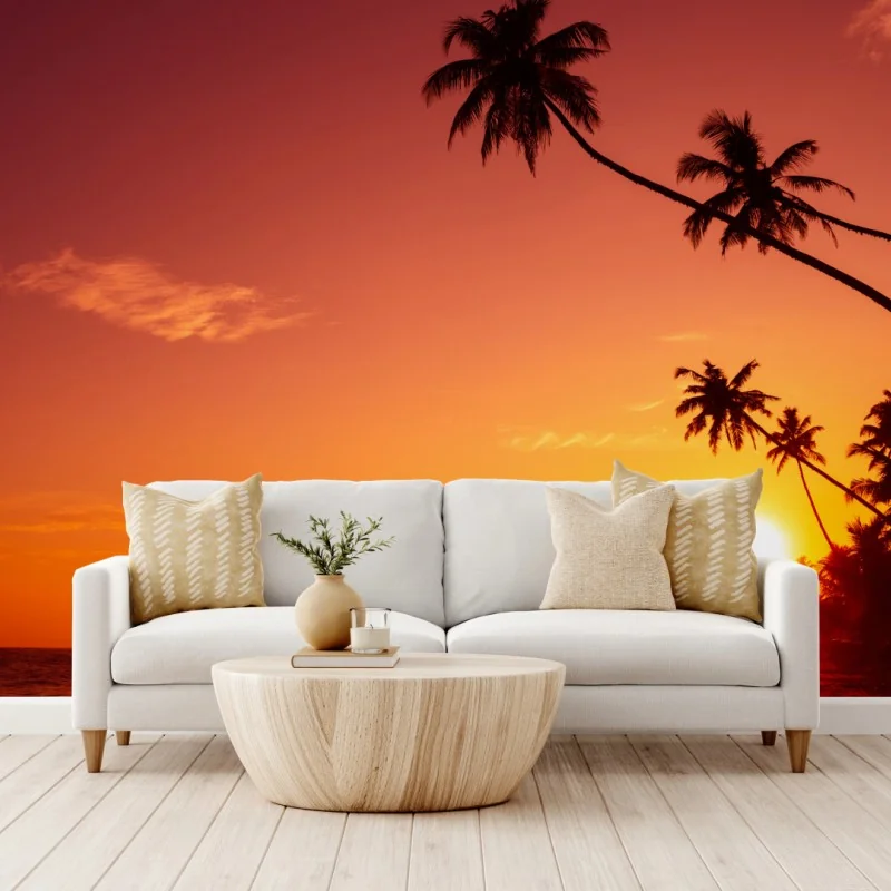Fototapete tropischer sonnenuntergang am strand