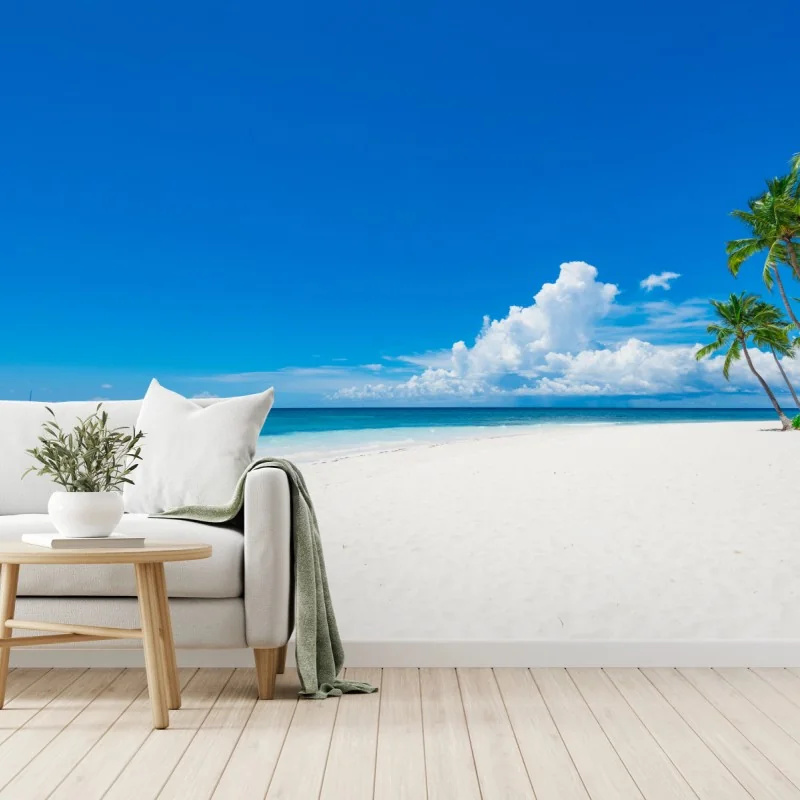 Fototapete tropischer strand mit palmen