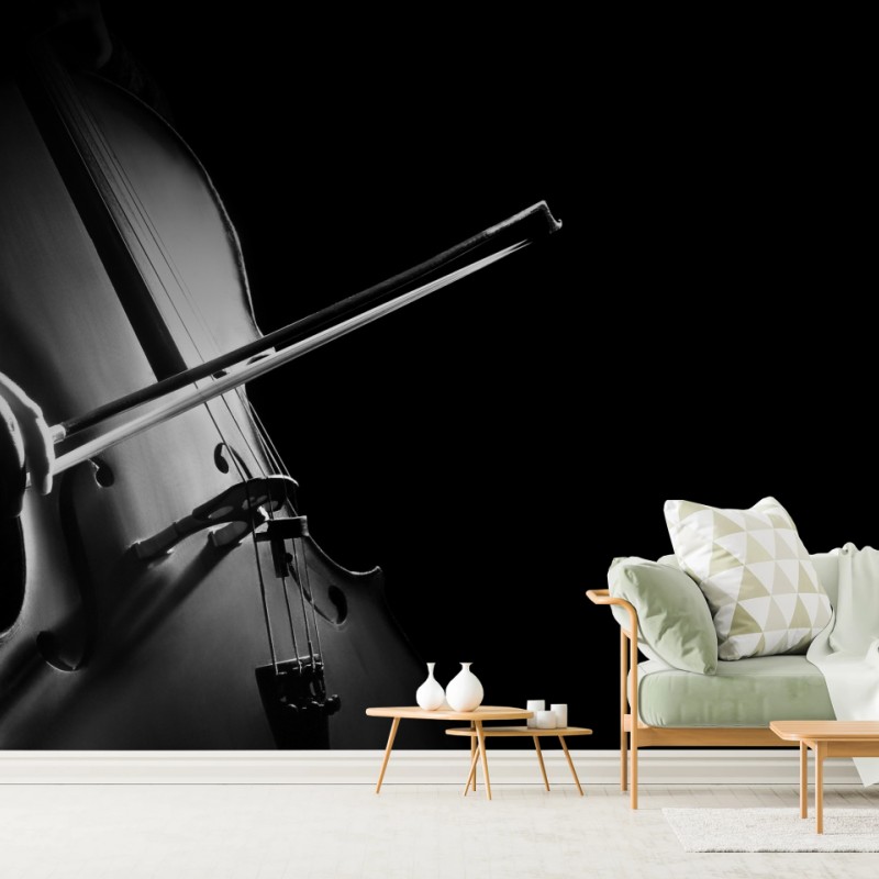 Fototapete elegantes cello in monochrom