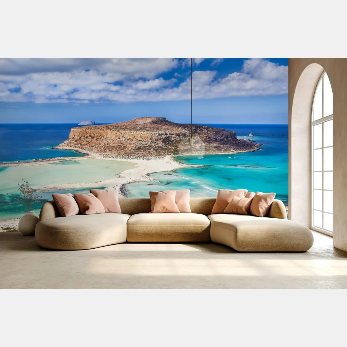 Fototapete türkise lagune mit insel und sandstrand – Wallnifity® Fototapete türkise lagune mit insel und sandstrand – Wallnifity®