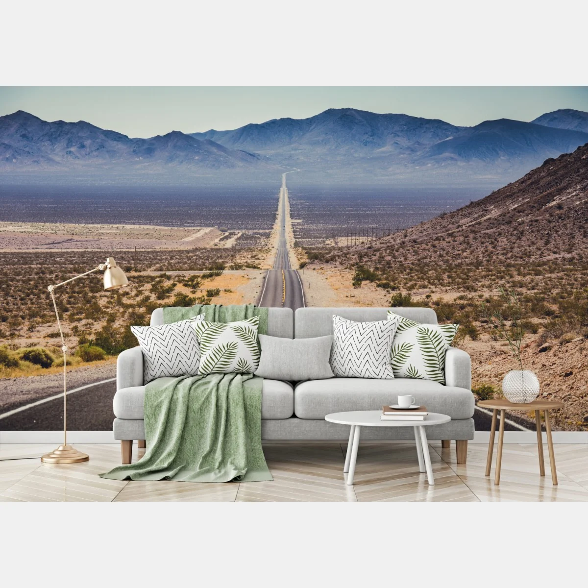 Fototapete endlose wüstenstraße in die berge – Wallnifity® Fototapete endlose wüstenstraße in die berge – Wallnifity®