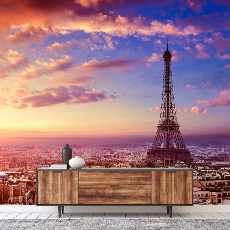 Fototapete sonnenuntergang über dem Eiffelturm – Wallnifity® Fototapete sonnenuntergang über dem Eiffelturm – Wallnifity®