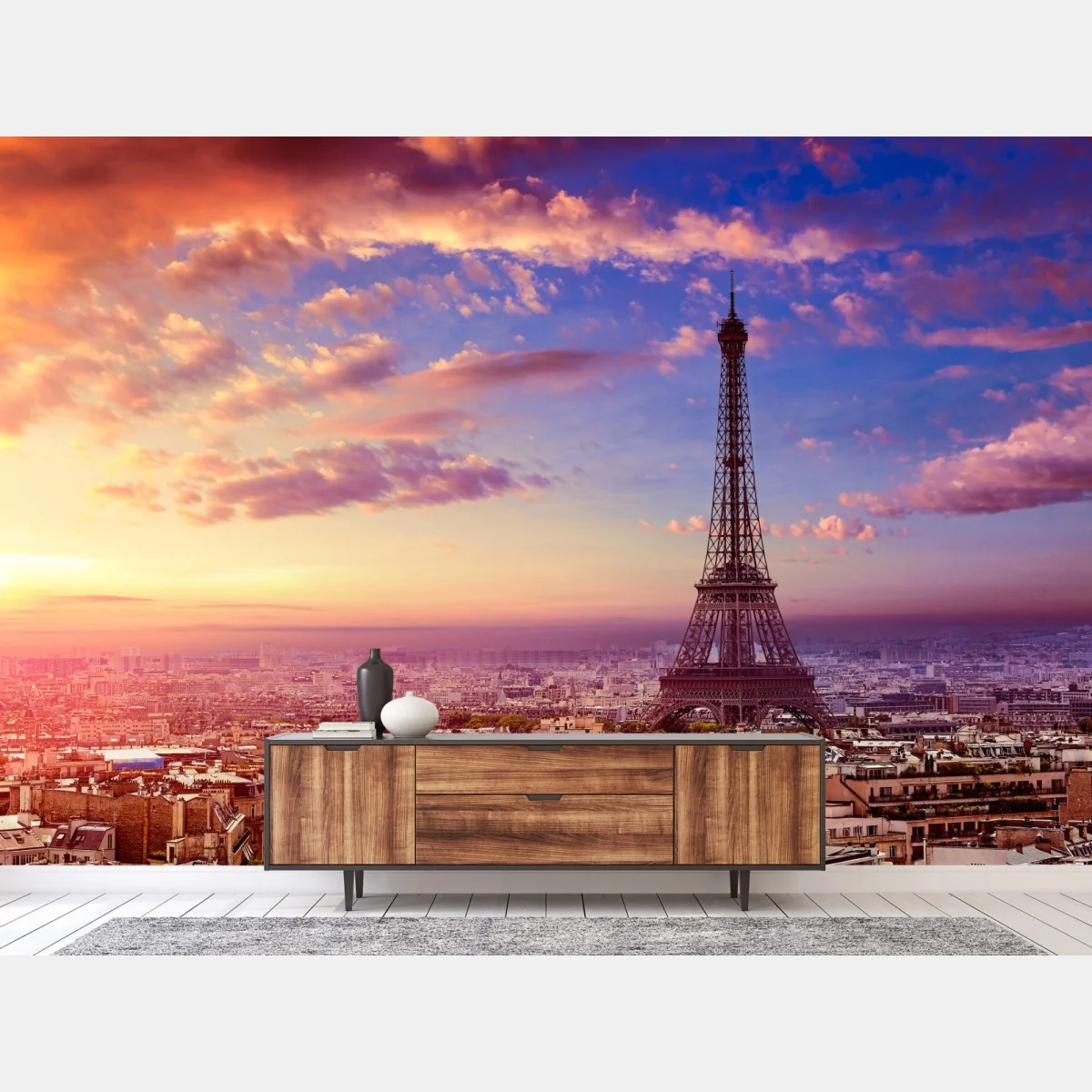 Fototapete sonnenuntergang über dem Eiffelturm – Wallnifity® Fototapete sonnenuntergang über dem Eiffelturm – Wallnifity®