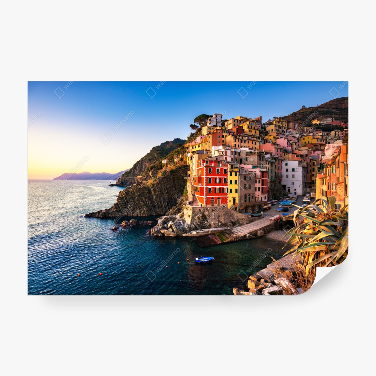 Fototapete sonnenuntergang über Riomaggiore, Cinque Terre – Wallnifity® Fototapete sonnenuntergang über Riomaggiore, Cinque Terre – Wallnifity®