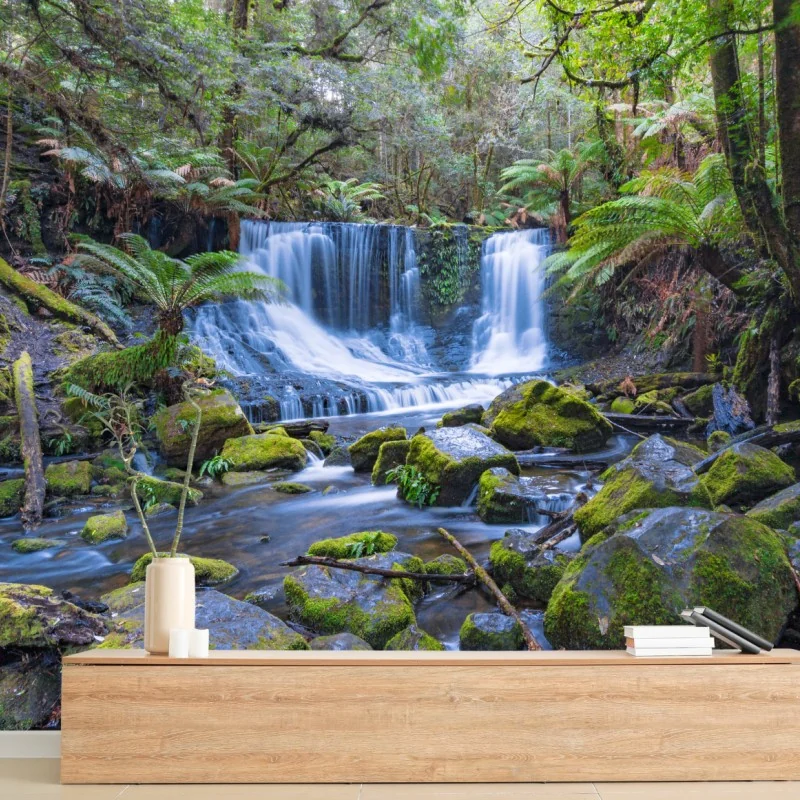 Fototapete friedlicher waldwasserfall