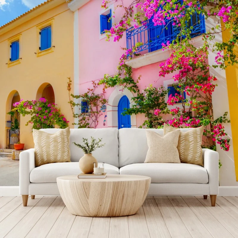 Fototapete bunte straße auf Kefalonia – Wallnifity®