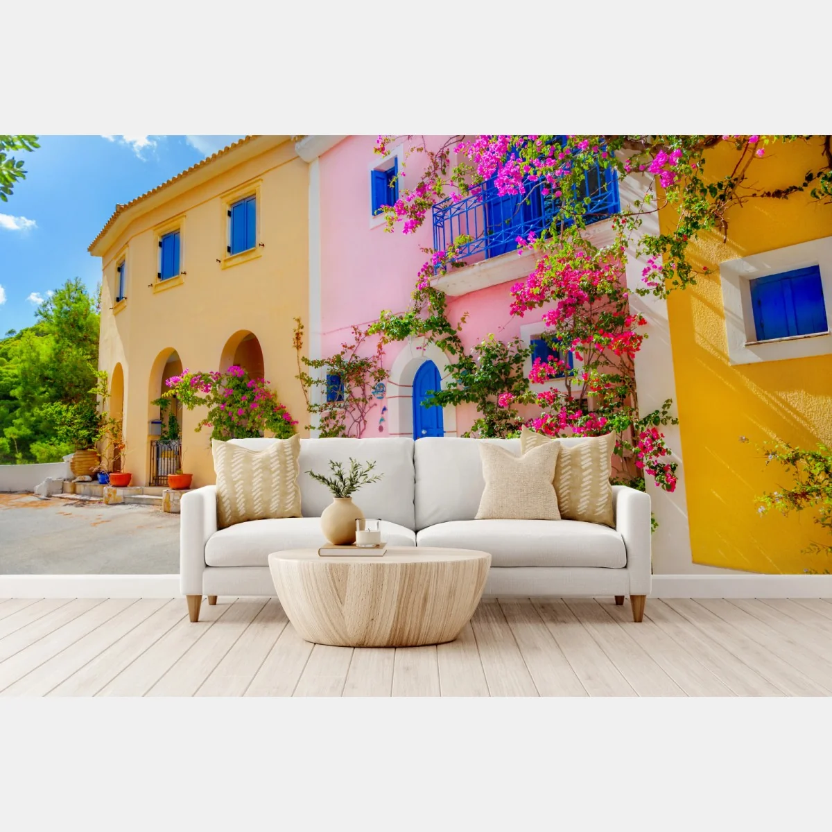 Fototapete bunte straße auf Kefalonia – Wallnifity®