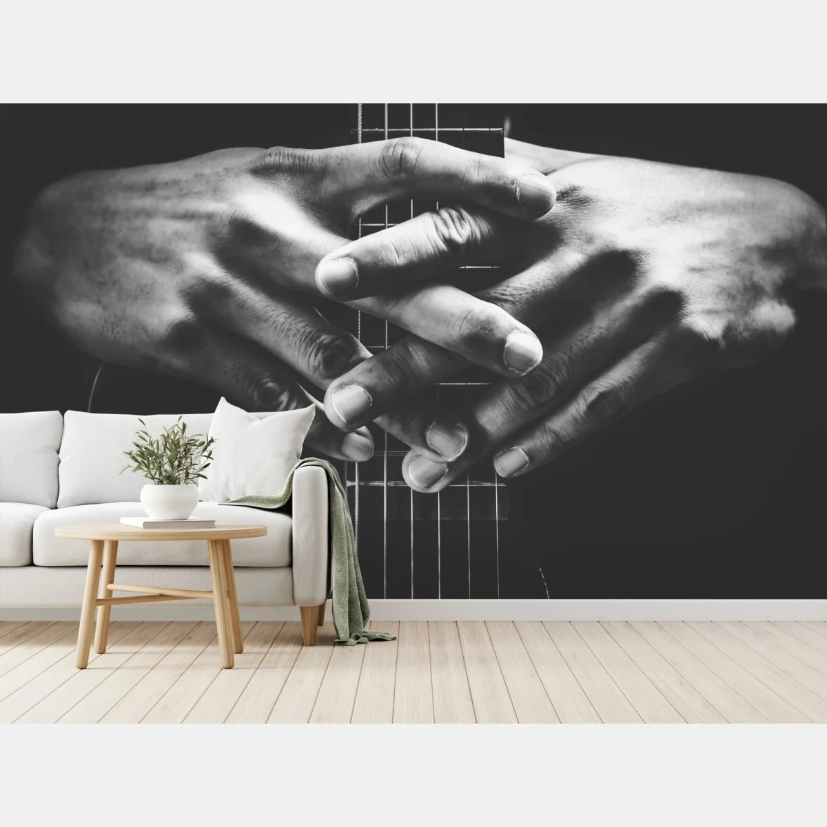 Fototapete verschränkte hände auf gitarrensaiten – Wallnifity® Fototapete verschränkte hände auf gitarrensaiten – Wallnifity®