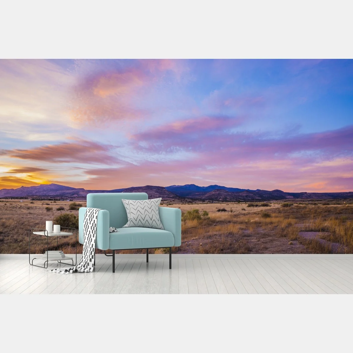 Fototapete pastellsonnenuntergang über wüstenbergen – Wallnifity® Fototapete pastellsonnenuntergang über wüstenbergen – Wallnifity®