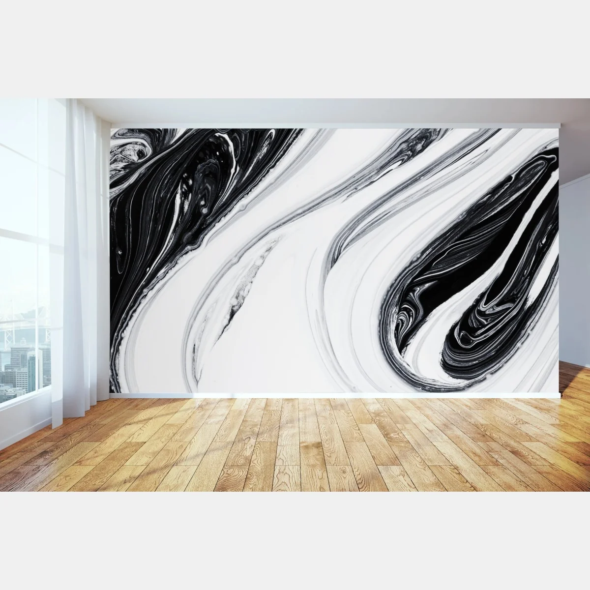 Fototapete monochromer marmorswirbel – Wallnifity®