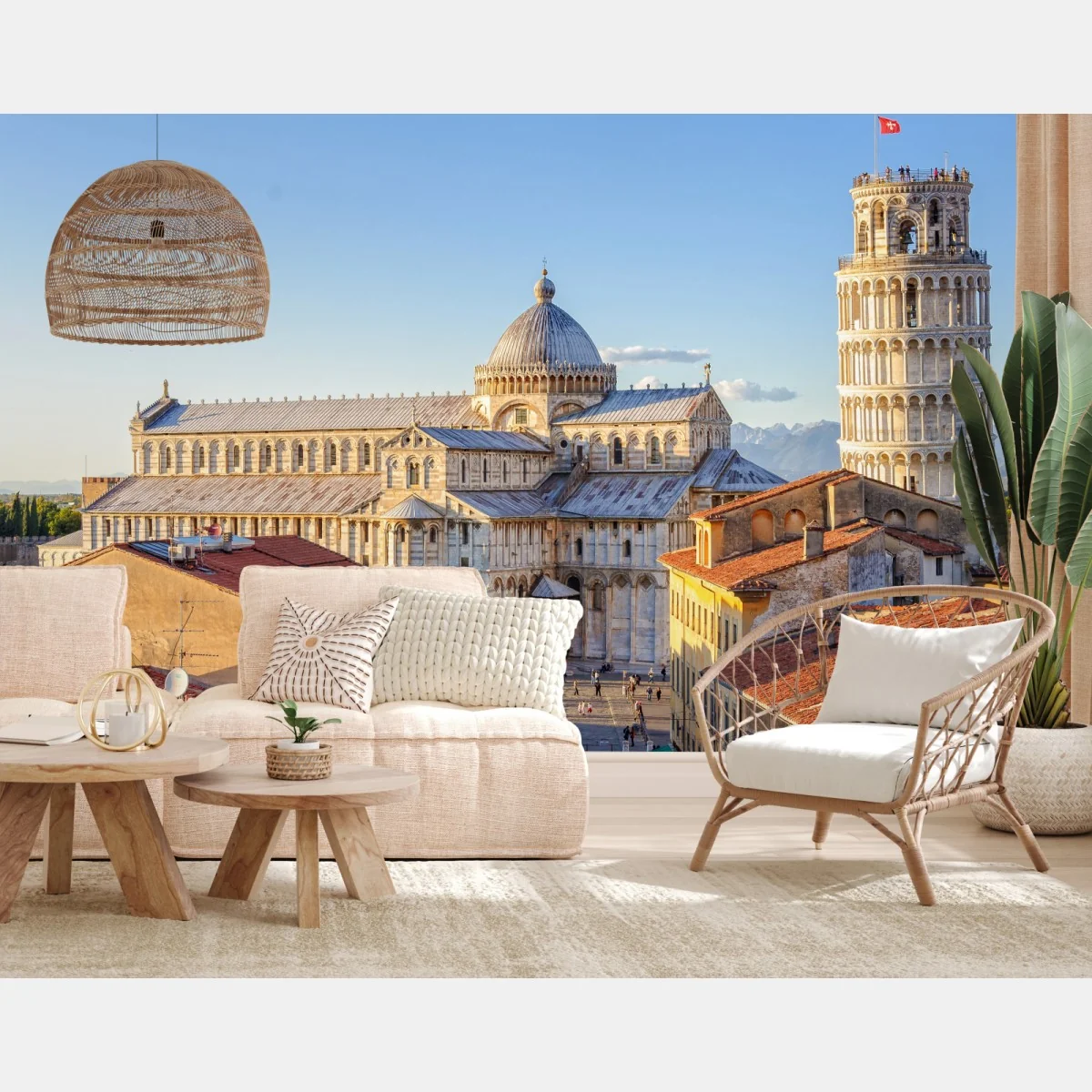 Fototapete sonnenbeschienener blick auf den dom von Pisa und den schiefen turm – Wallnifity® Fototapete sonnenbeschienener blick auf den dom von Pisa und den schiefen turm – Wallnifity®