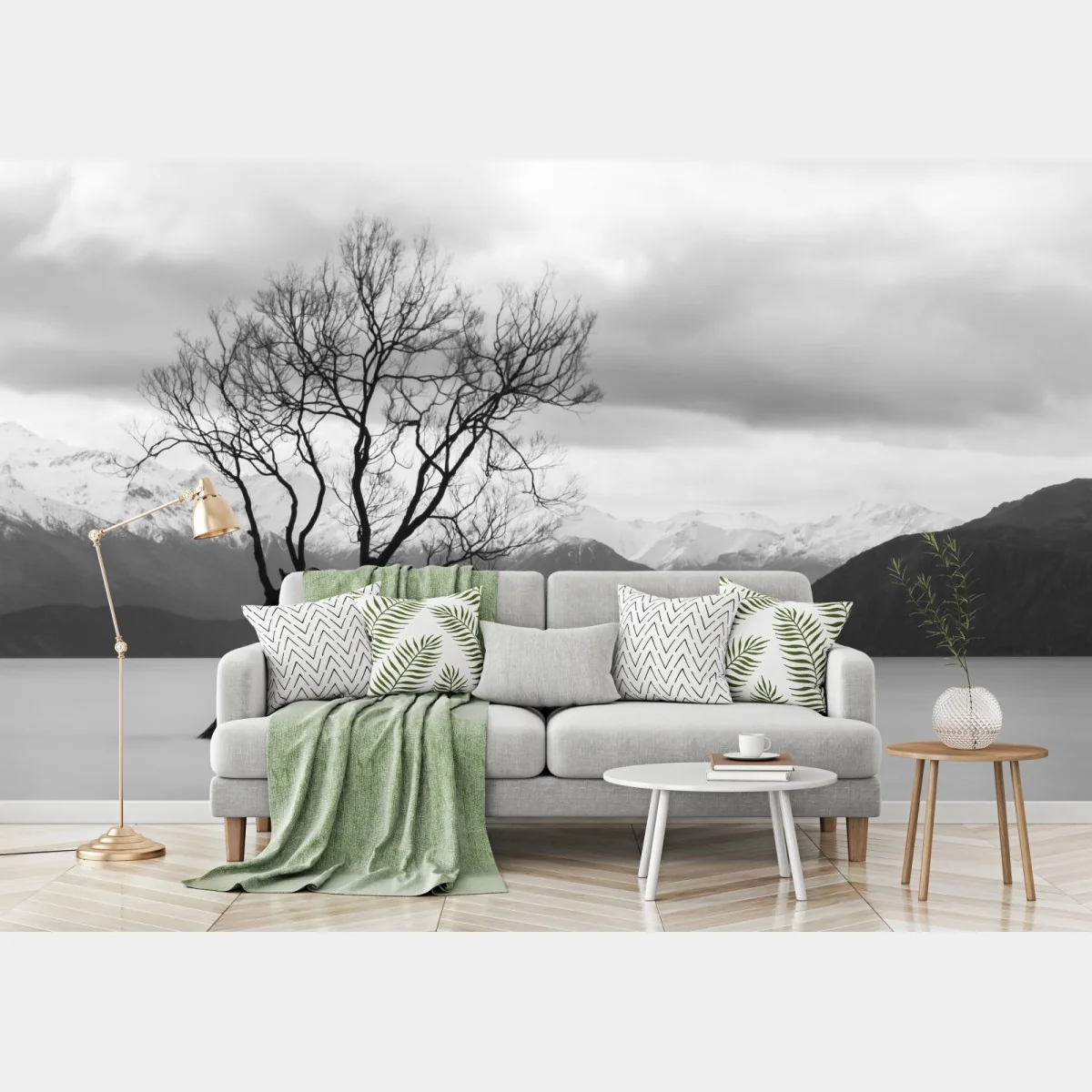 Fototapete einsamer baum im see in schwarzweiß – Wallnifity® Fototapete einsamer baum im see in schwarzweiß – Wallnifity®