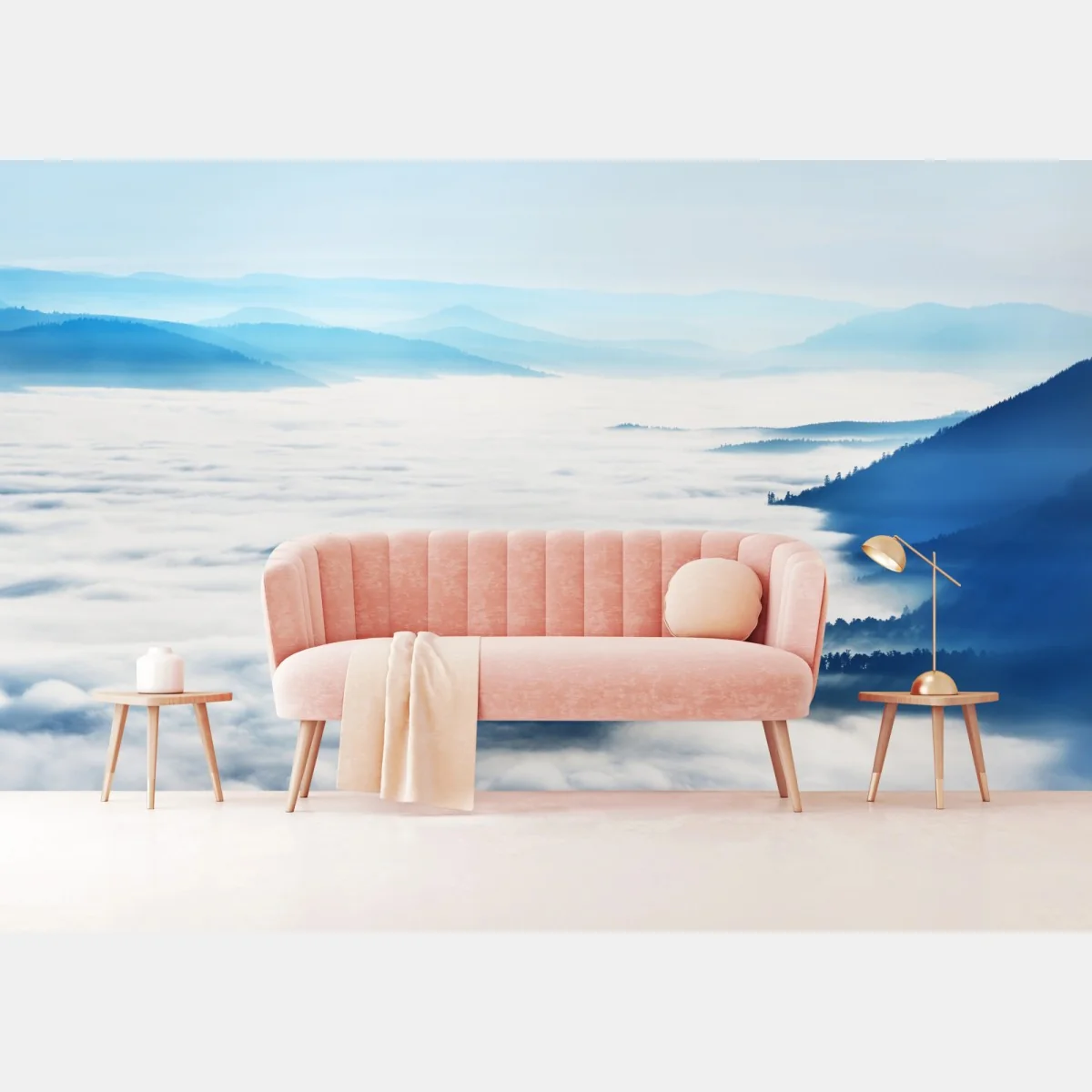 Fototapete neblige bergpanorama über dem tal – Wallnifity®