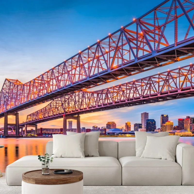 Fototapete Crescent City Connection brücke bei sonnenuntergang, New Orleans