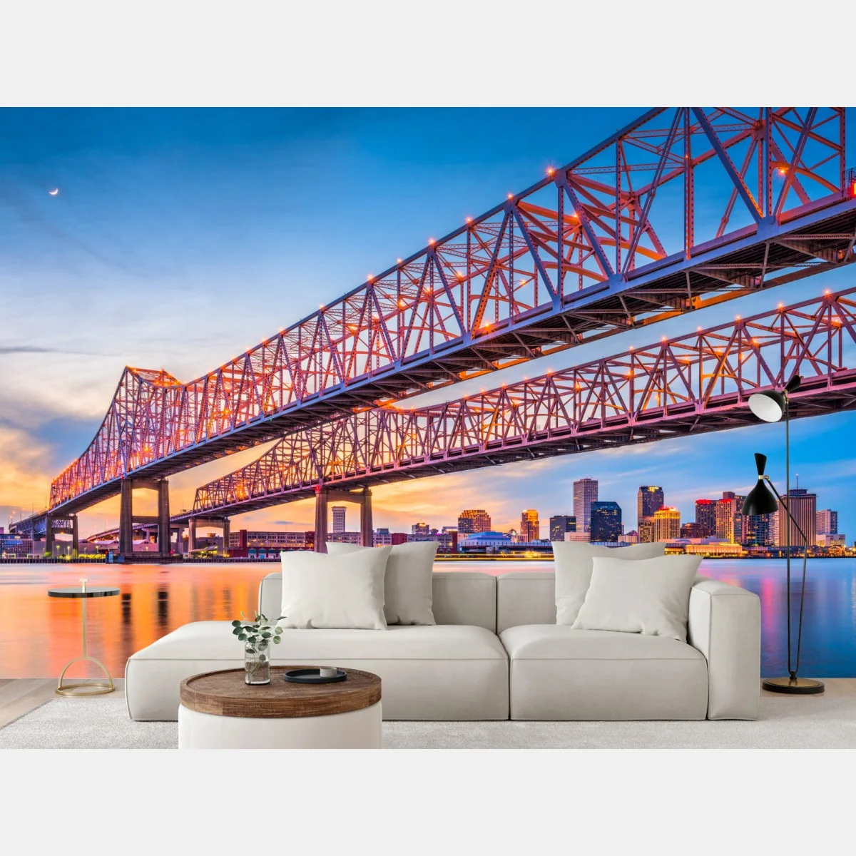 Fototapete Crescent City Connection brücke bei sonnenuntergang, New Orleans – Wallnifity® Fototapete Crescent City Connection brücke bei sonnenuntergang, New Orleans – Wallnifity®