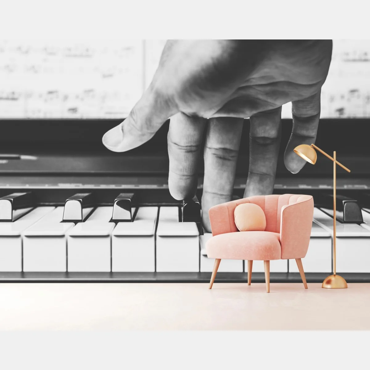 Fototapete hand auf klaviertasten – Wallnifity®