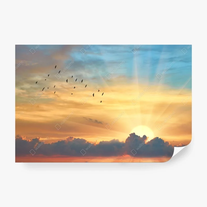 Fototapete goldener sonnenaufgang über den wolken