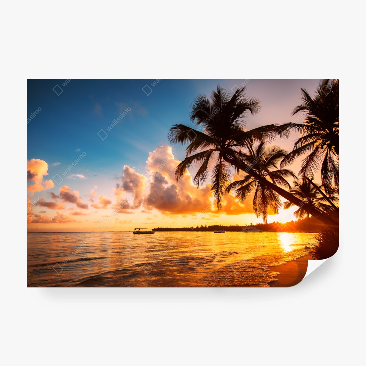Fototapete tropischer sonnenuntergang mit palmensilhouetten, Dominikanische Republik – Wallnifity® Fototapete tropischer sonnenuntergang mit palmensilhouetten, Dominikanische Republik – Wallnifity®