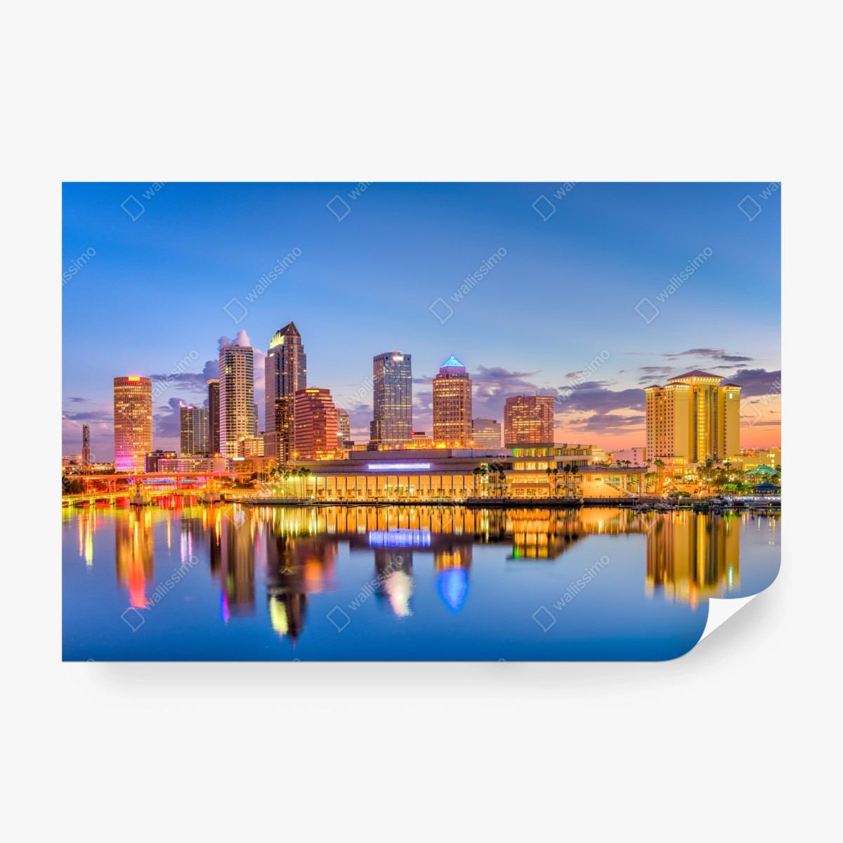 Fototapete Tampa skyline bei dämmerung – Wallnifity® Fototapete Tampa skyline bei dämmerung – Wallnifity®
