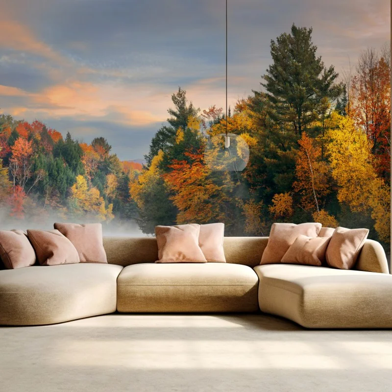 Fototapete nebliger herbstmorgen in Stowe