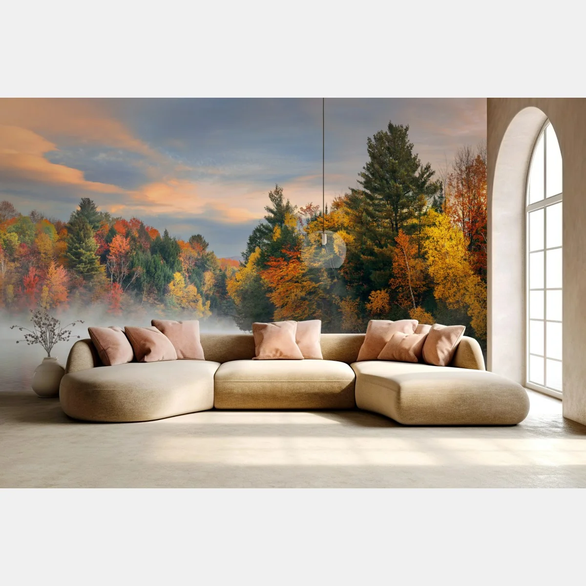 Fototapete nebliger herbstmorgen in Stowe – Wallnifity®