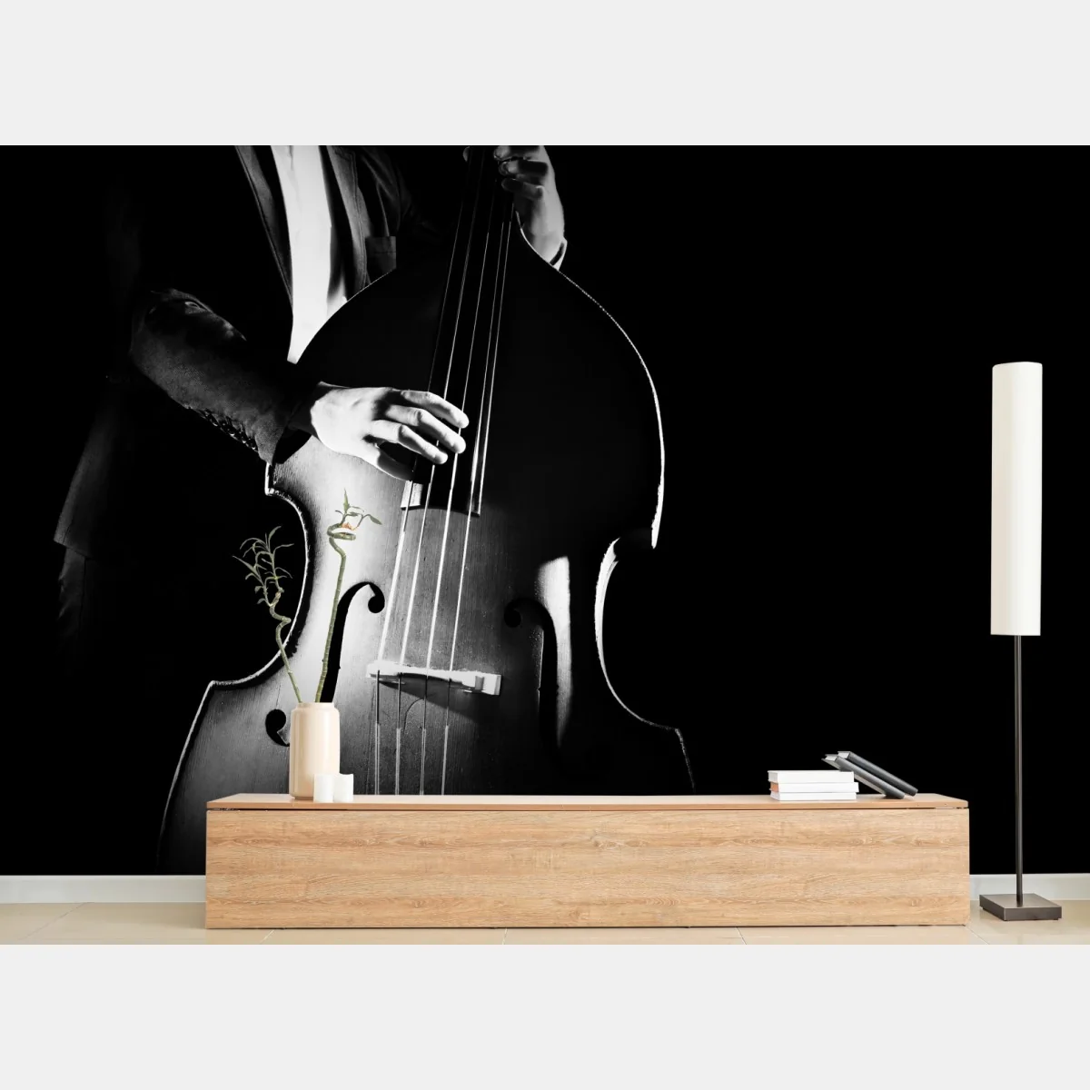 Fototapete kontrabassist im dramatischen licht – Wallnifity®