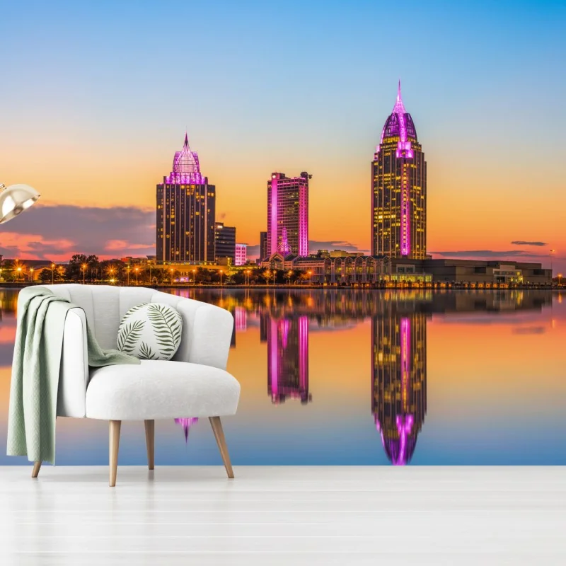 Fototapete panorama von Mobile bei sonnenuntergang – Wallnifity® Fototapete panorama von Mobile bei sonnenuntergang – Wallnifity®