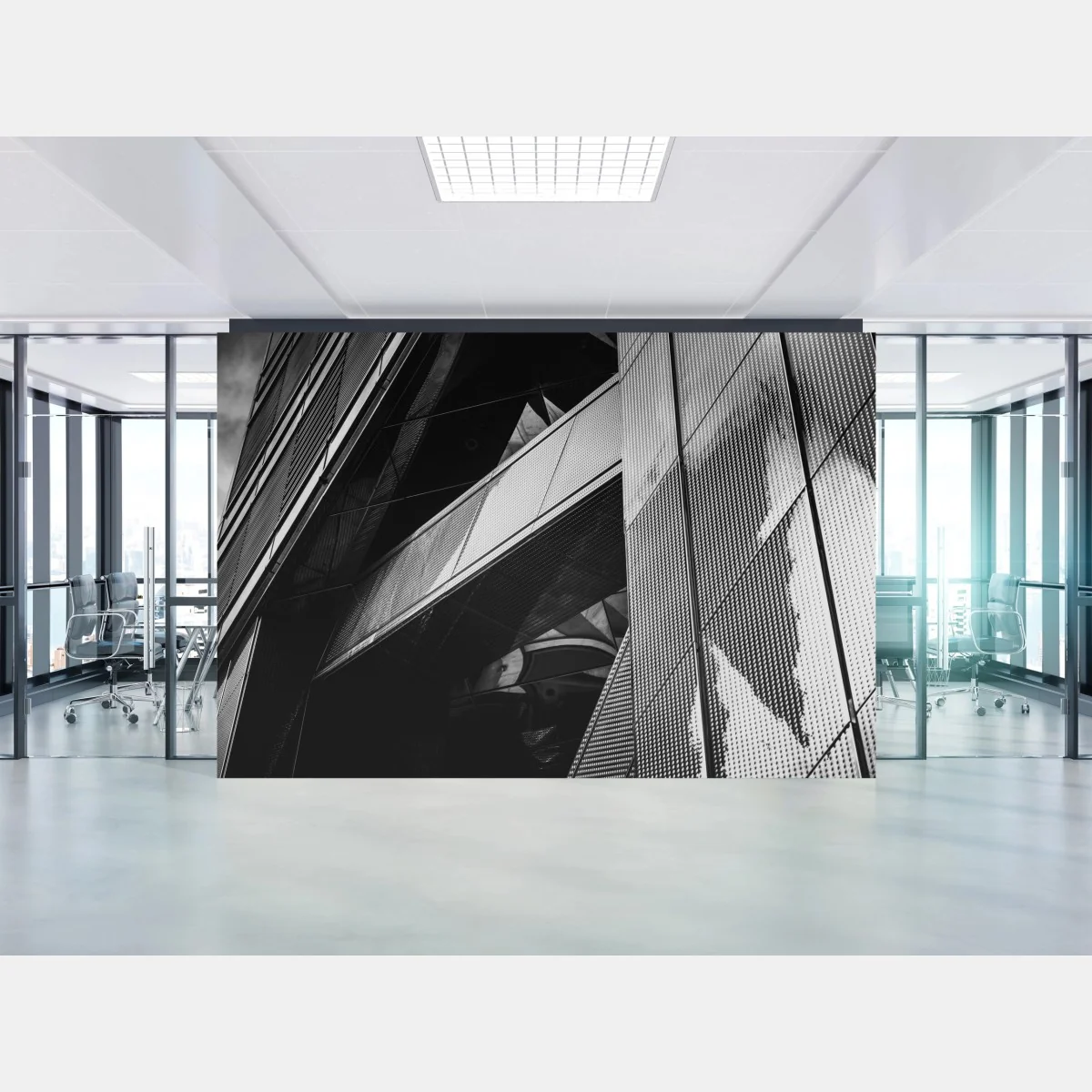 Fototapete geometrische moderne fassade in schwarzweiß – Wallnifity®