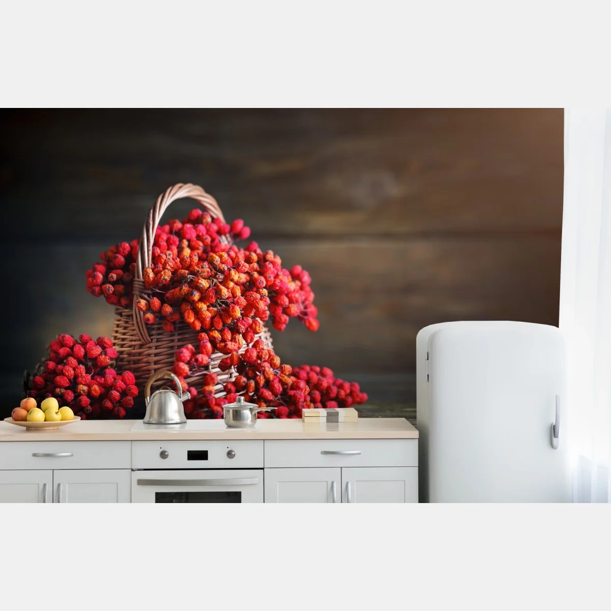 Fototapete herbstliche vogelbeeren im weidenkorb – Wallnifity® Fototapete herbstliche vogelbeeren im weidenkorb – Wallnifity®