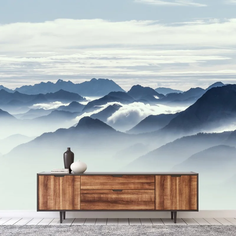 Fototapete neblige bergschichten im morgenlicht