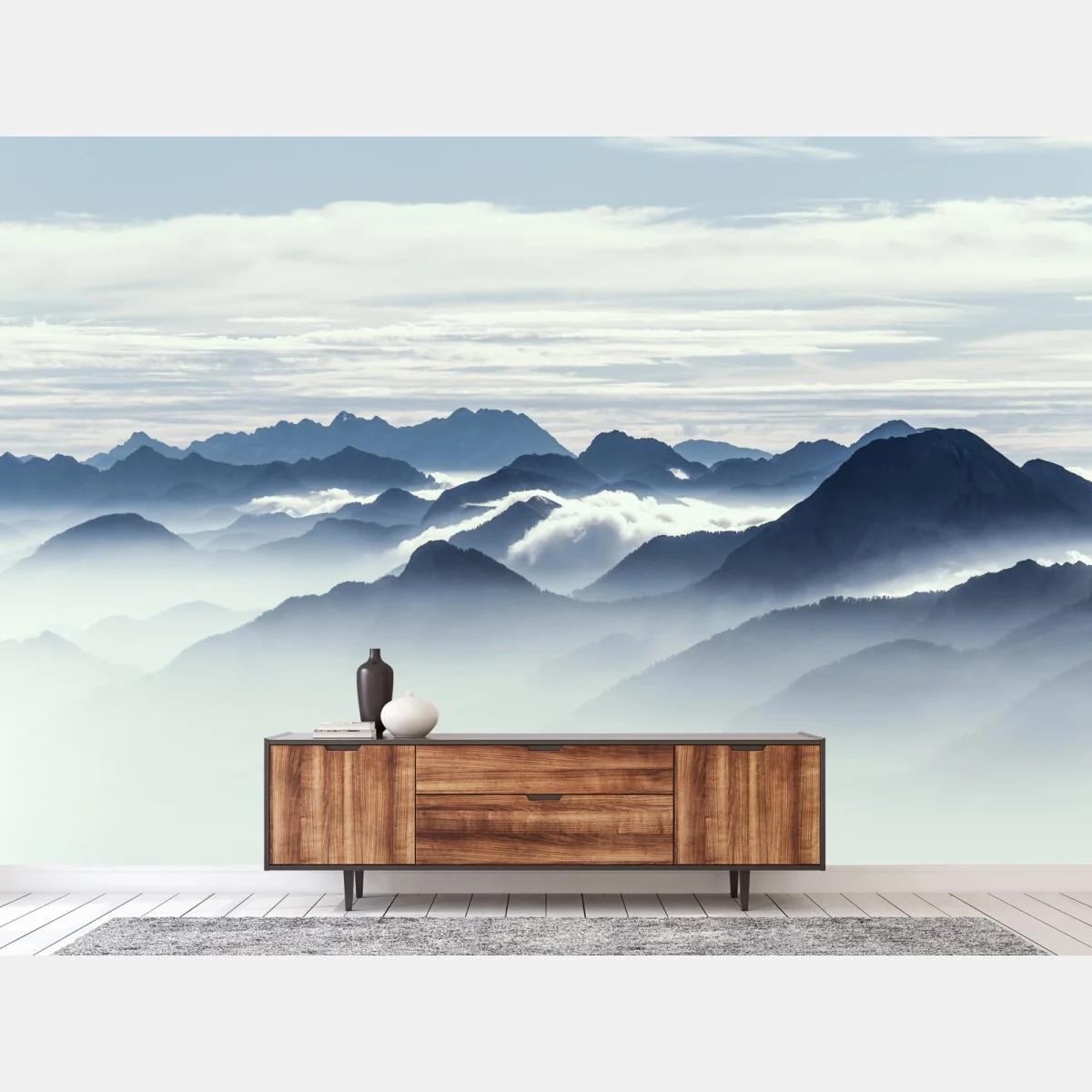 Fototapete neblige bergschichten im morgenlicht – Wallnifity® Fototapete neblige bergschichten im morgenlicht – Wallnifity®