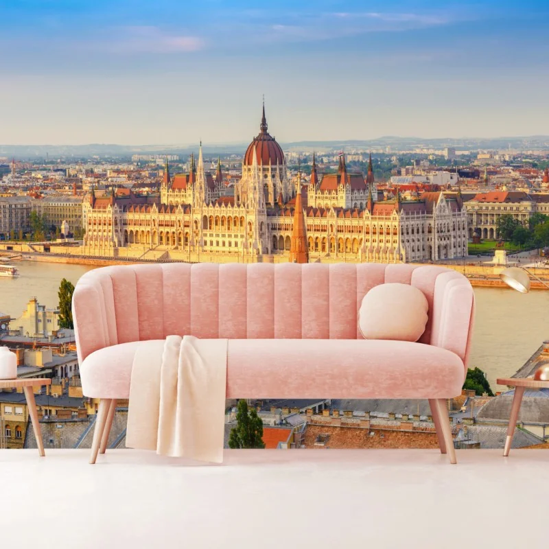 Fototapete Budapest skyline mit dem ungarischen Parlament am Donauufer – Wallnifity®
